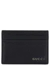 Gucci Black Card-holder With Logo Detail In Hammered Leather Man In Black