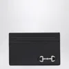 Gucci Men Black Card Holder With Horsebit On The Front In Leather Man In Black