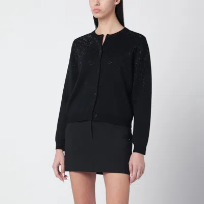 Gucci Black Cardigan With Gradient-effect Gg Crystals