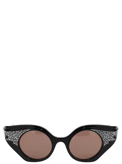 Gucci Black Cat Eye Sequin Sunglasses.