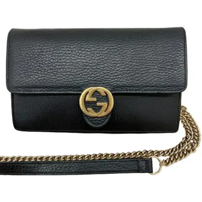 Pre-owned Gucci Black Chain/shoulder Wallet ()