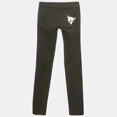 Pre-owned Gucci Black Chihuahua Detail Denim Jeans Xs Waist 29"