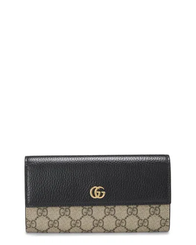 Pre-owned Gucci Black Coated Canvas & Leather Gg Continental Wallet (authentic Pre-  Loved)