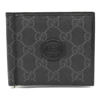 Pre-owned Gucci Black Coated Canvas Leather Bill Wallet (bi-fold) ()