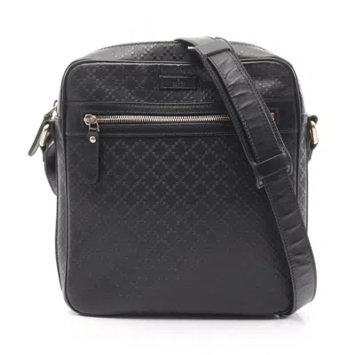 Pre-owned Gucci Black Coated Canvas Leather Shoulder Bag ()