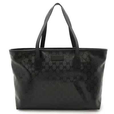 Pre-owned Gucci Black Coated Canvas Leather Shoulder Bag Tote Bag ()