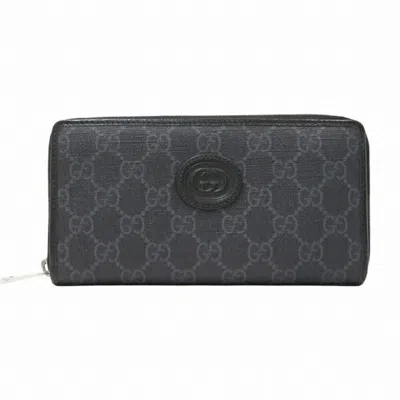 Pre-owned Gucci Black Coated Canvas Long Wallet (bi-fold) ()