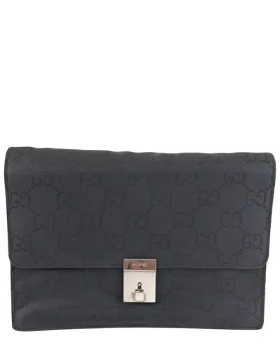Pre-owned Gucci Black Coated/waterproof Canvas Clutch Bag (authentic Pre-loved)