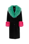 Gucci Black Contrast-trim Shearling-collar Coat In Black
