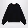 Gucci Embroidered Logo Cotton Sweatshirt In Black