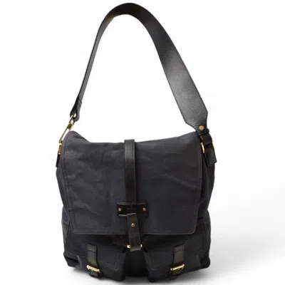 Pre-owned Gucci Black Cotton Canvas Shoulder Bag Sling Bag ()