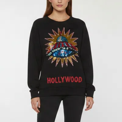 Pre-owned Gucci Black Cotton Knit Ufo Embroidered Sweatshirt S