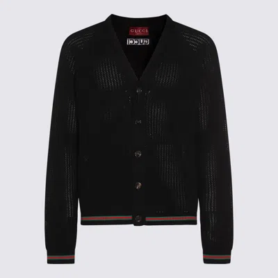 Gucci Knitwear V Neck Striped Cuffs In Black