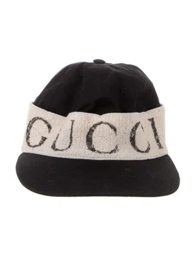 Pre-owned Gucci Black Cotton Logo Baseball Cap