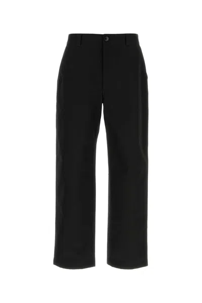 Gucci Men Cotton Twill Trousers With Web Detail In Black