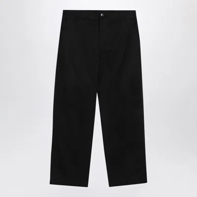 GUCCI GUCCI  BLACK COTTON PANTS WITH WEB DETAIL