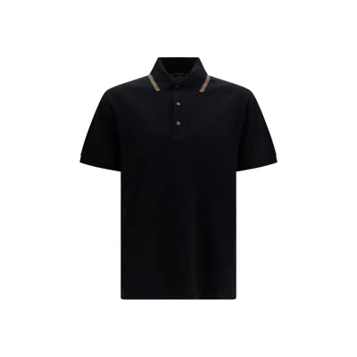Gucci Black Shirt Collar Polo In Blue