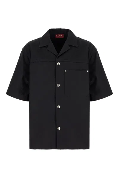 Gucci Classic Short-sleeve Cotton Shirt In Black