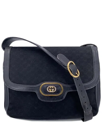 Gucci Black Cotton Shoulder Bag (authentic Pre-loved) In Blue