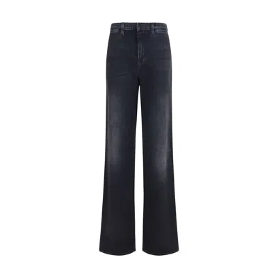 Gucci Stretch Cotton Jeans With Web Stripe In Black
