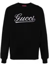 Gucci Logo Intarsia Crewneck Knit Sweater In Black