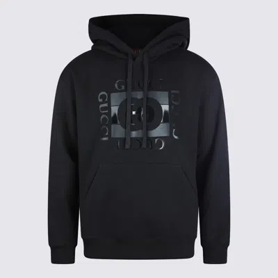 Gucci Men Black Sweatshirt With Hood With Drawstring And Front Logo In Cotton Man In Multi