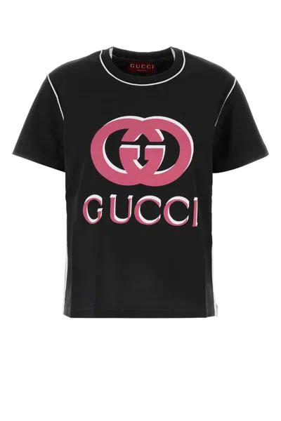 GUCCI GUCCI BLACK COTTON T-SHIRT