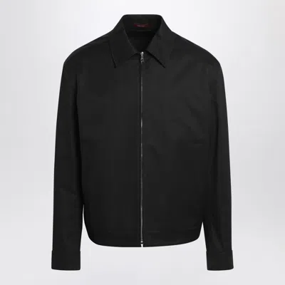 Gucci Black Cotton Twill Jacket With Web Detail Men
