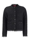 Gucci Black Crewneck Jacket With Double G Logo Buttons In Tech Fabric Woman In Multicolor