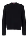 Gucci Black Crewneck Sweater With Web Detail In Cashmere Man In Black