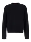 Gucci Black Crewneck Sweater With Web Detail In Cashmere Man In Multicolor