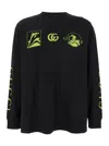 Gucci Black Crewneck T-shirt With All-over Prints And Maxi Logo Lettering On The Sleeves In Cotton M In Black
