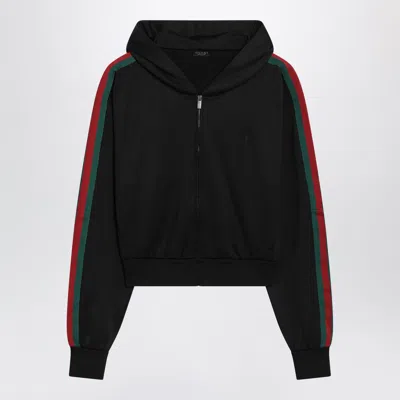 Gucci Black Cropped Zip-up Sweatshirt In Cotton Blend