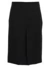 Gucci Black High Waist Skirt With Logo Lettering On Waist And Zip Puller In Wool Woman In Black