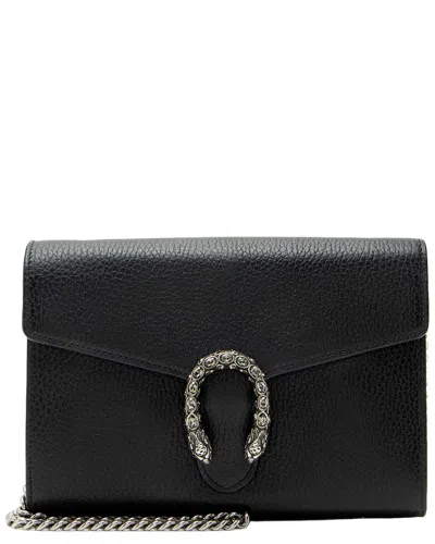 Pre-owned Gucci Black Crystal & Leather Dionysus Chain Wallet (authentic Pre-loved)