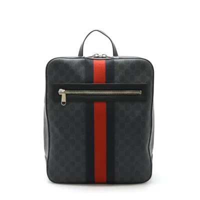 Pre-owned Gucci Black Dark Gray Navy Red Color Pvc Leather Backpack () In Black, Dark Gray, Navy, Red Color