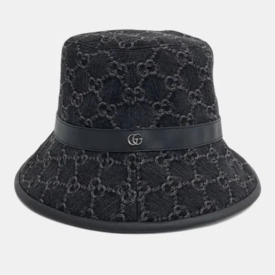 Pre-owned Gucci Black Denim Bucket Hat