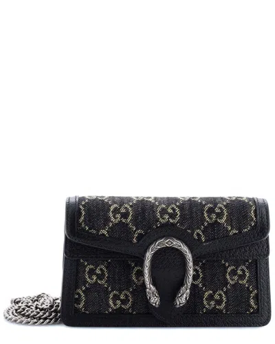 Gucci Black Denim Dionysus Bag Super Mini (authentic Pre-loved) In Brown