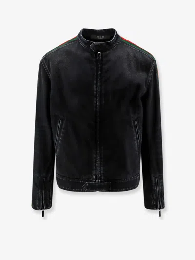 Gucci Black Denim Jacket Certified Cotton Jacket With A Faded Effect