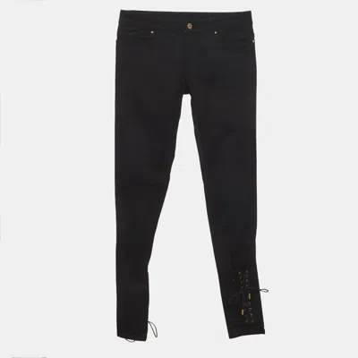 Pre-owned Gucci Black Denim Lace Detail Skinny Jeans S/waist 30"