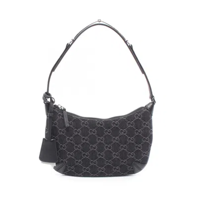 Pre-owned Gucci Black Denim Leather Shoulder Bag ()