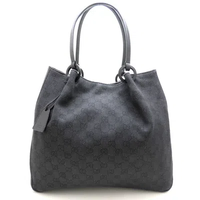 Pre-owned Gucci Black Denim Leather Tote Bag ()
