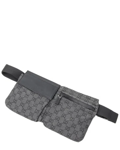 Gucci Black Denim Monogrammed Denim Waist Pouch (authentic Pre-loved) In Gray