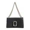 Gucci Structured Grained Leather Shoulder Bag In Black