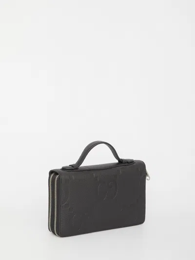 Gucci Black Document Holder In Jumbo Gg