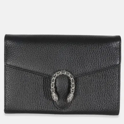 Pre-owned Gucci Black Dollar Calfskin Dionysus Chain Wallet