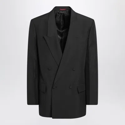 Gucci Black Double-breasted Jacket In Technical Panama Men