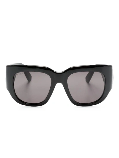 Gucci Interlocking G Oversize-frame Sunglasses In Black