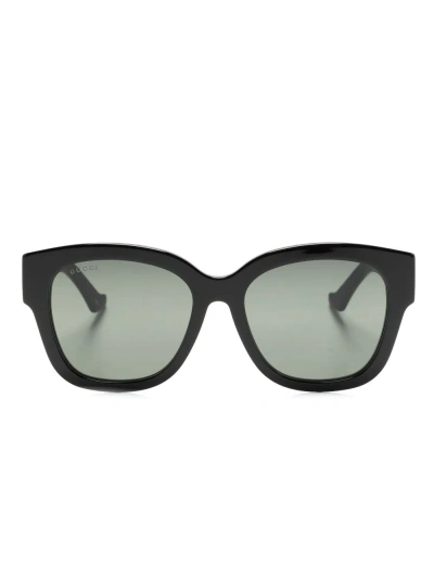 GUCCI BLACK DOUBLE G SQUARE-FRAME SUNGLASSES