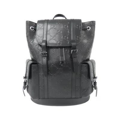 Pre-owned Gucci Black Embossed Backpack ()